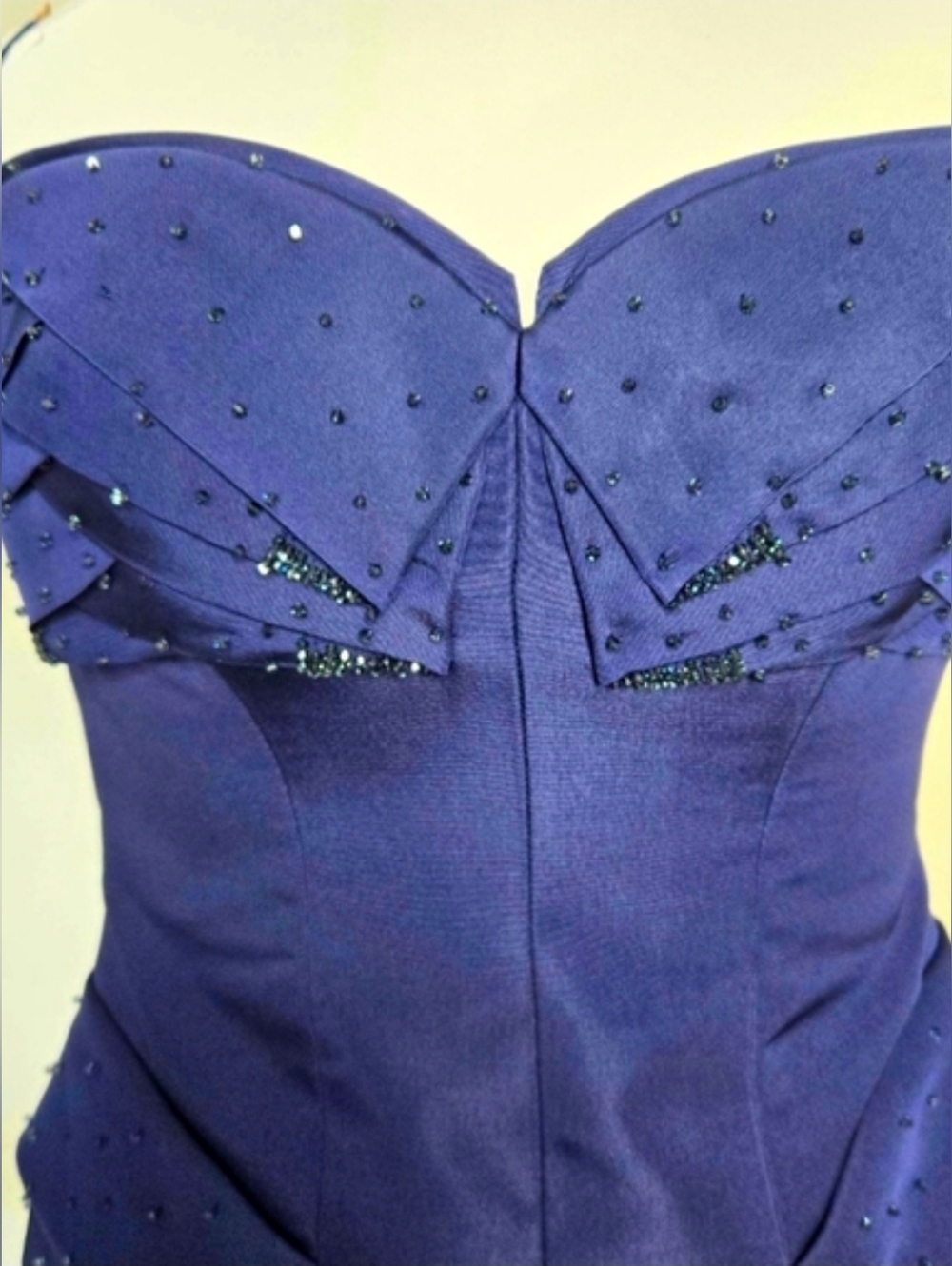 Olga Banartsev 100% Silk Royal Blue Strapless Corset Crystals Cocktail Dress 4